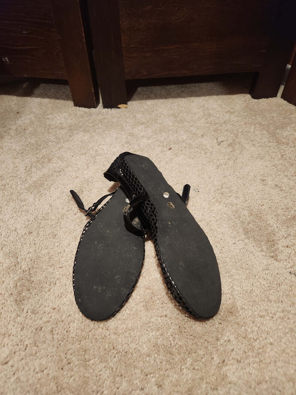 Black Mesh Mary Jane Flats - Women's Stylish Comfort - Picture 3 of 3